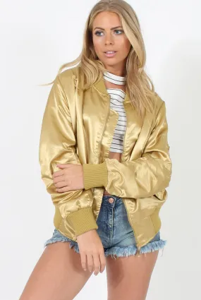 Gold Satin Bomber Jacket - Neve