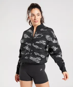 Gymshark Adapt Camo Seamless Track Jacket - Black/Light Grey