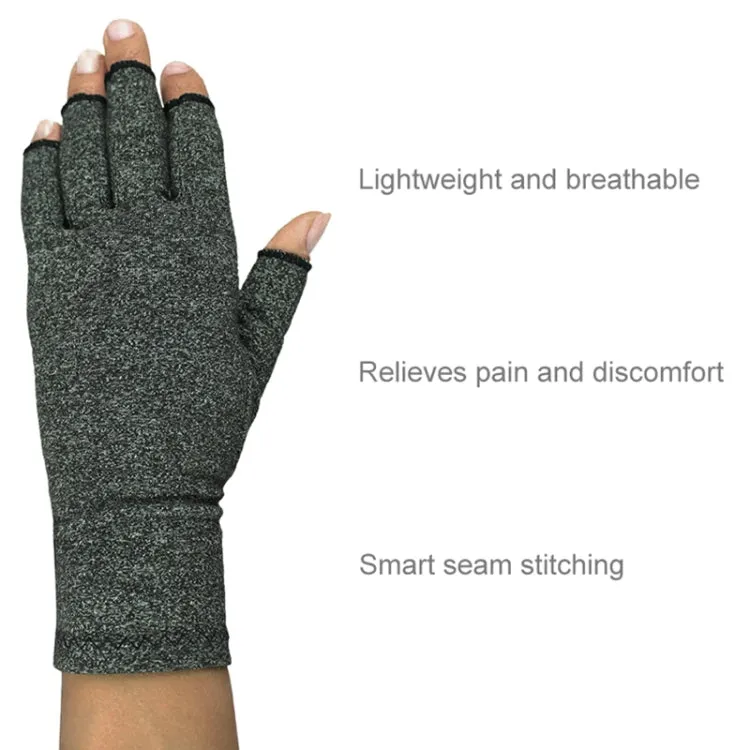 Half Finger Cycling Gloves Arthritis Pressure Health Gloves High Elastic Breathable Anti-edema Rehabilitation Riding Glov, Size:L (Gray)