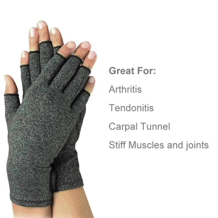 Half Finger Cycling Gloves Arthritis Pressure Health Gloves High Elastic Breathable Anti-edema Rehabilitation Riding Glov, Size:L (Gray)