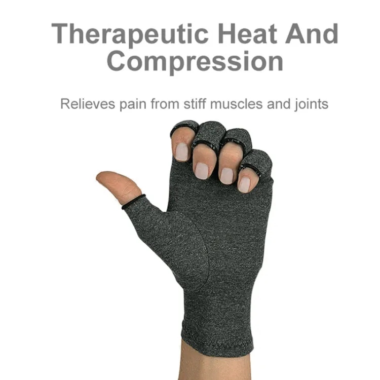 Half Finger Cycling Gloves Arthritis Pressure Health Gloves High Elastic Breathable Anti-edema Rehabilitation Riding Glov, Size:L (Gray)