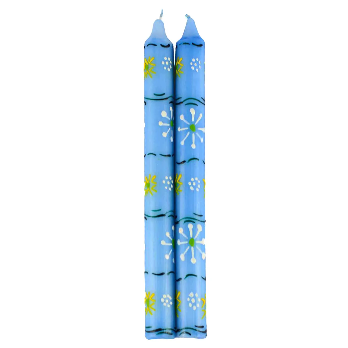 Hand Painted Candles in Blue Masika Design (pair of tapers) Nobunto