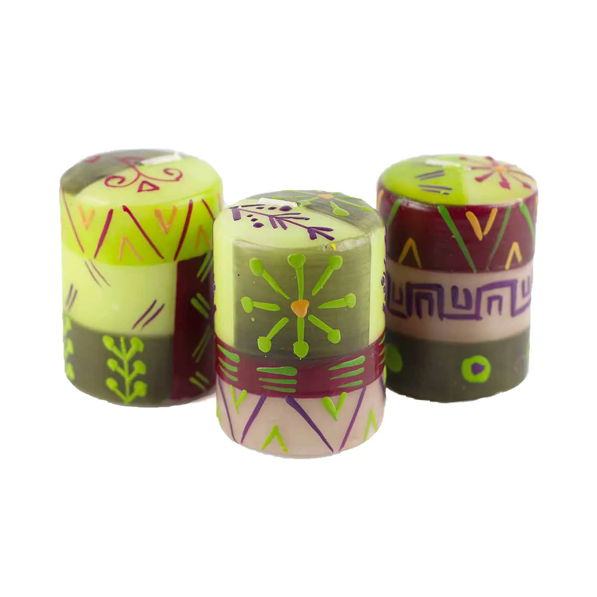 Hand Painted Candles in Kileo Design (box of three) Nobunto