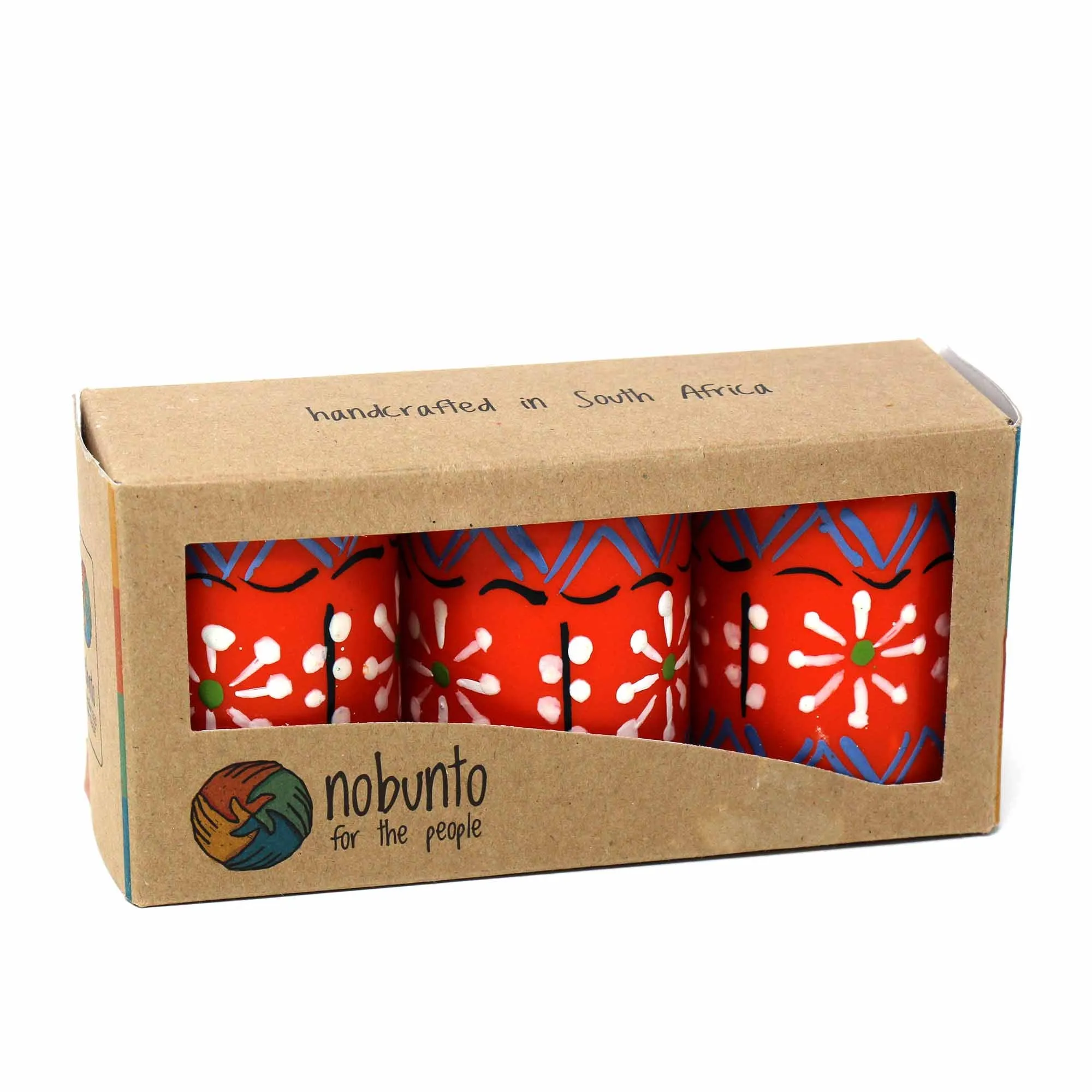 Hand Painted Candles in Orange Masika Design (box of three) Nobunto