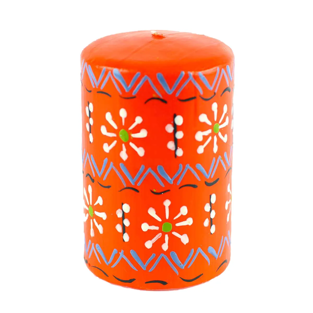 Hand Painted Candles in Orange Masika Design (pillar) Nobunto