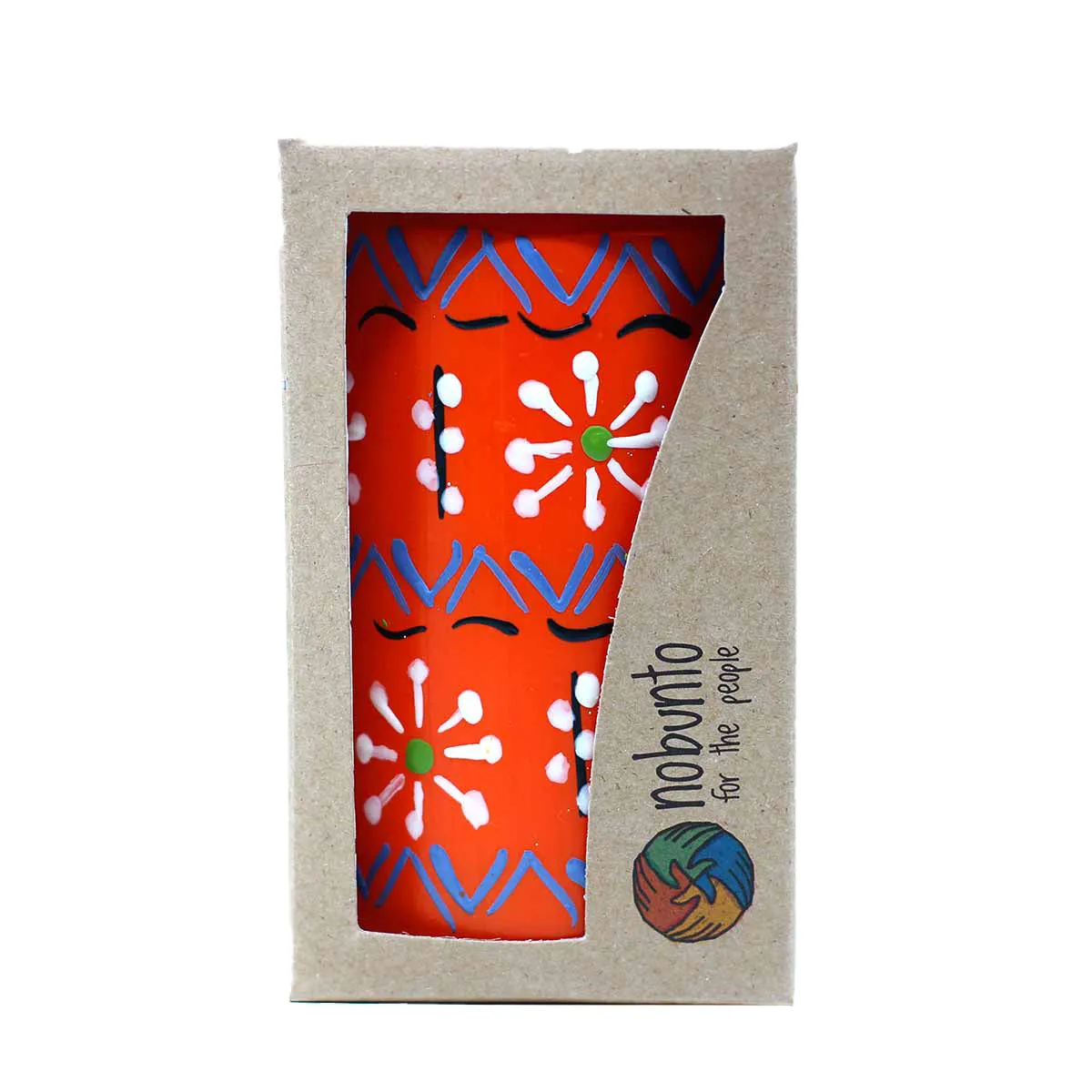 Hand Painted Candles in Orange Masika Design (pillar) Nobunto