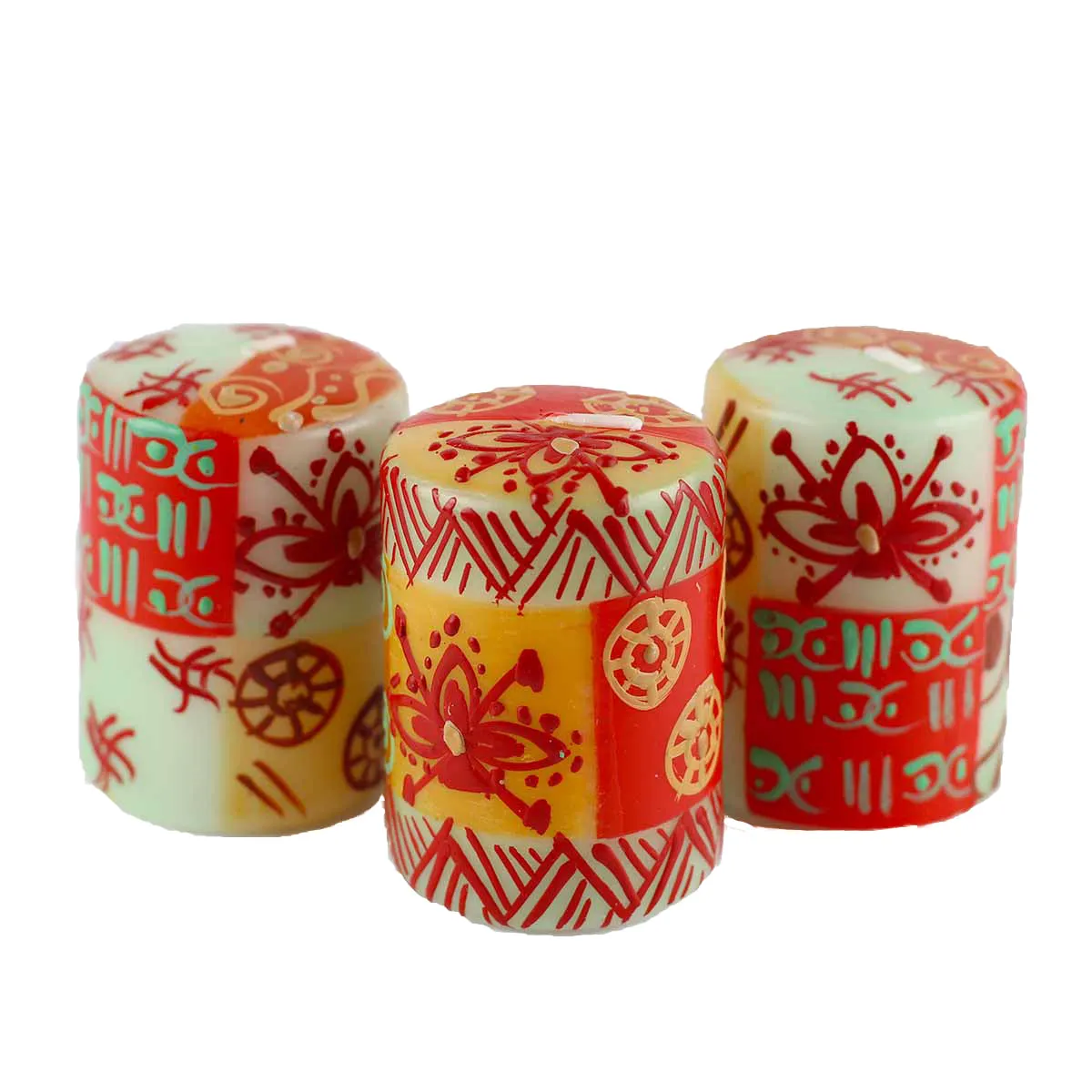 Hand Painted Candles in Owoduni Design (box of three) Nobunto