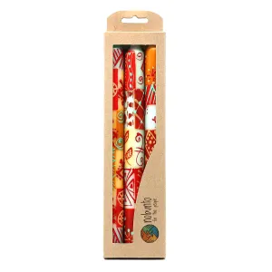 Hand Painted Candles in Owoduni Design (three tapers) Nobunto