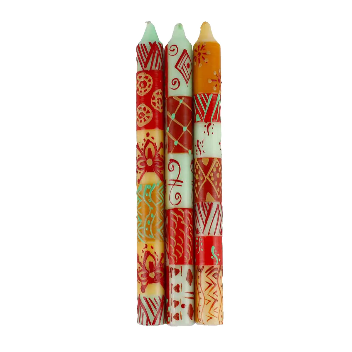 Hand Painted Candles in Owoduni Design (three tapers) Nobunto