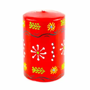 Hand Painted Candles in Red Masika Design (pillar) Nobunto