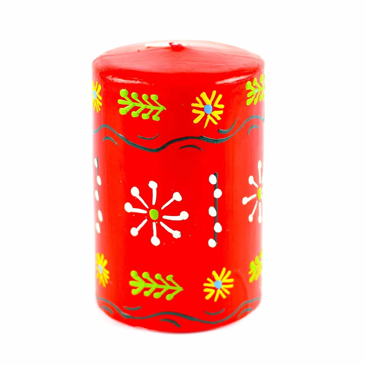 Hand Painted Candles in Red Masika Design (pillar) Nobunto