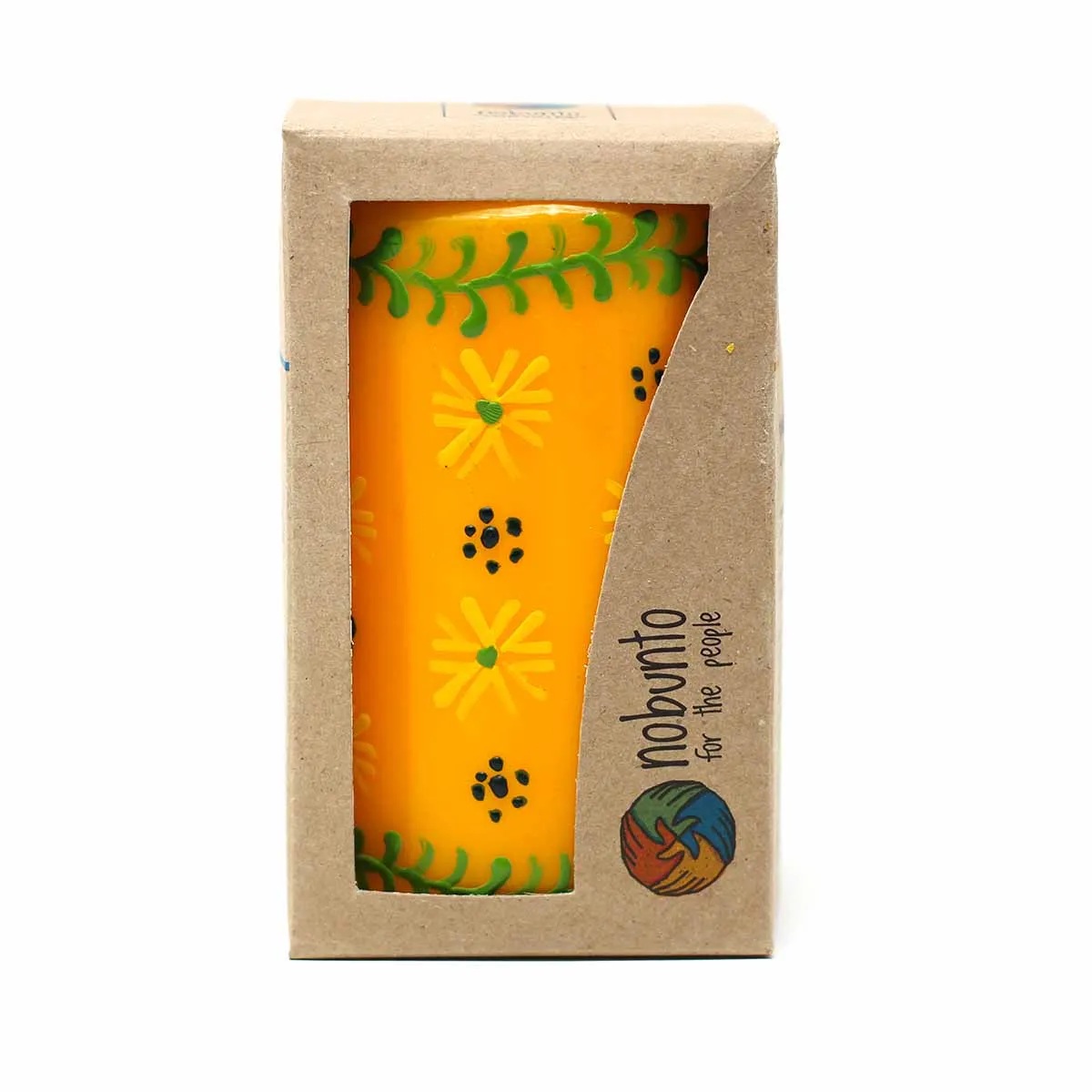 Hand Painted Candles in Yellow Masika Design (pillar) Nobunto