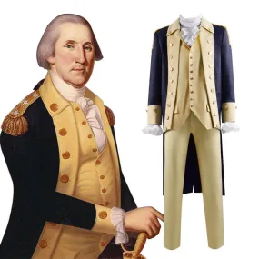 Historical Figure George Washington Cosplay Costume Adult Colonial Costume Long Coat Uniform Outfit