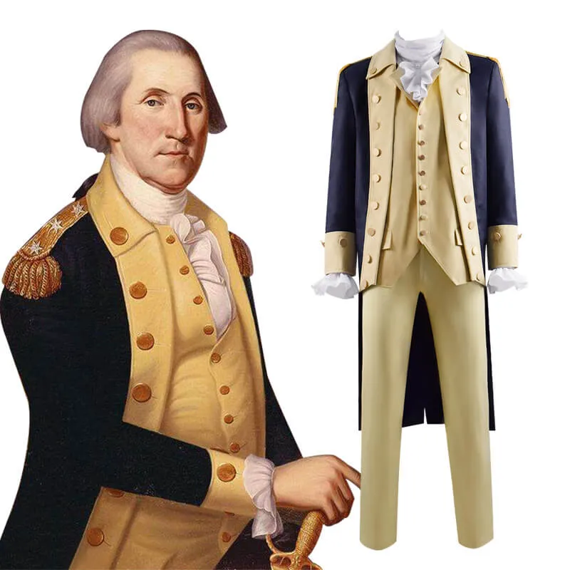 Historical Figure George Washington Cosplay Costume Adult Colonial Costume Long Coat Uniform Outfit