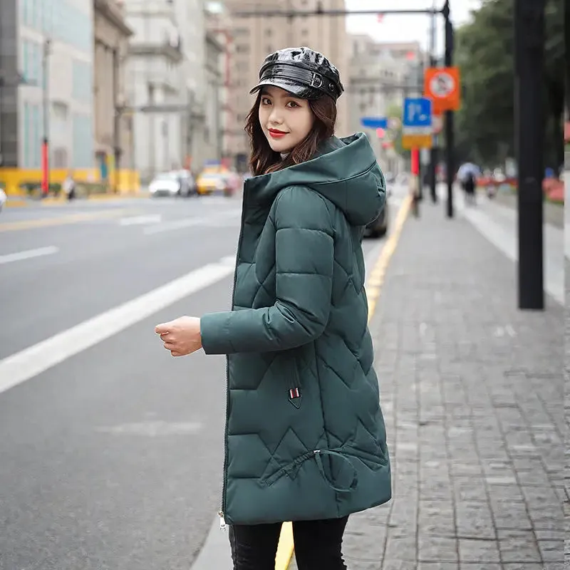 Hooded slim plus size slim down padded jacket