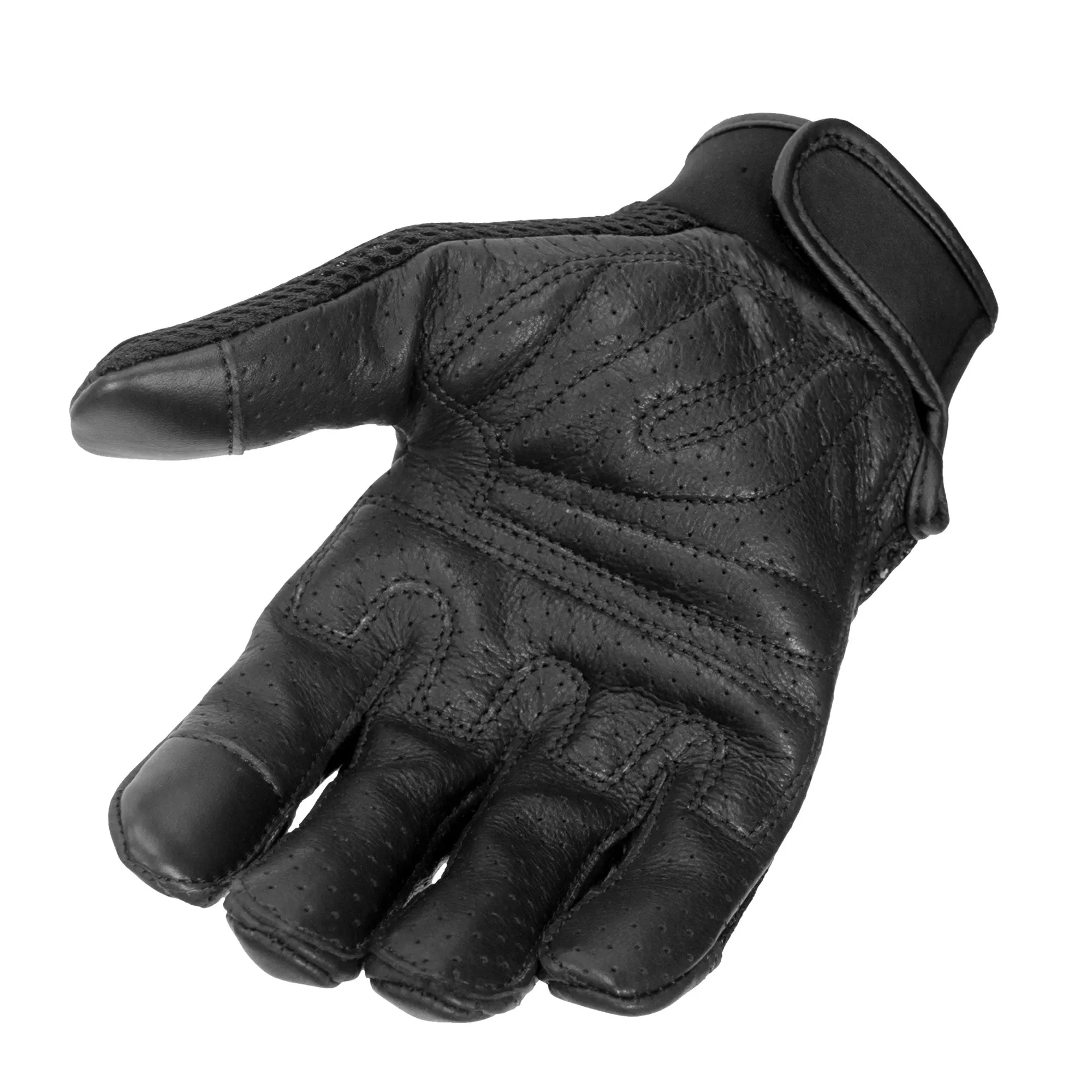 Hot Leathers GVM1027 Mens Mesh and Leather Gloves with Piping