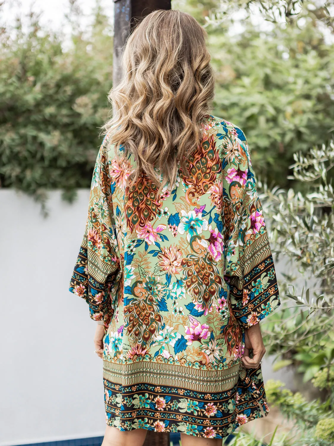 Izzy Short Kimono - Multi Green Floral