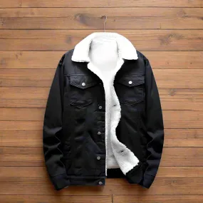 Jet Black Sherpa Denim Jacket