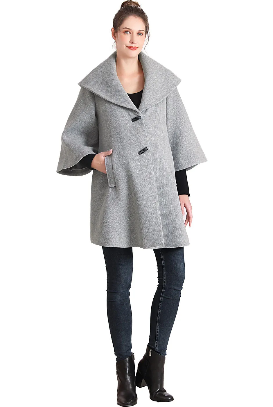 Kimi   Kai Maternity "Aanya" A-Line Wool Coat with Removable Bib