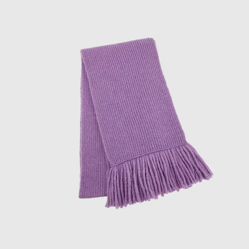 Ladies Solid Color Kint Tassel Scarves YW3036