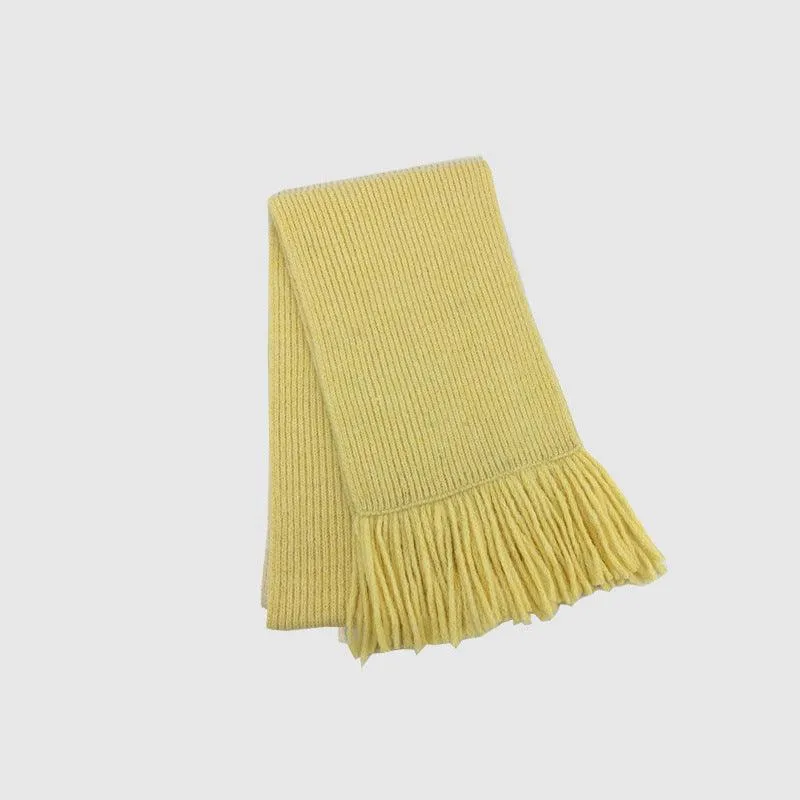 Ladies Solid Color Kint Tassel Scarves YW3036