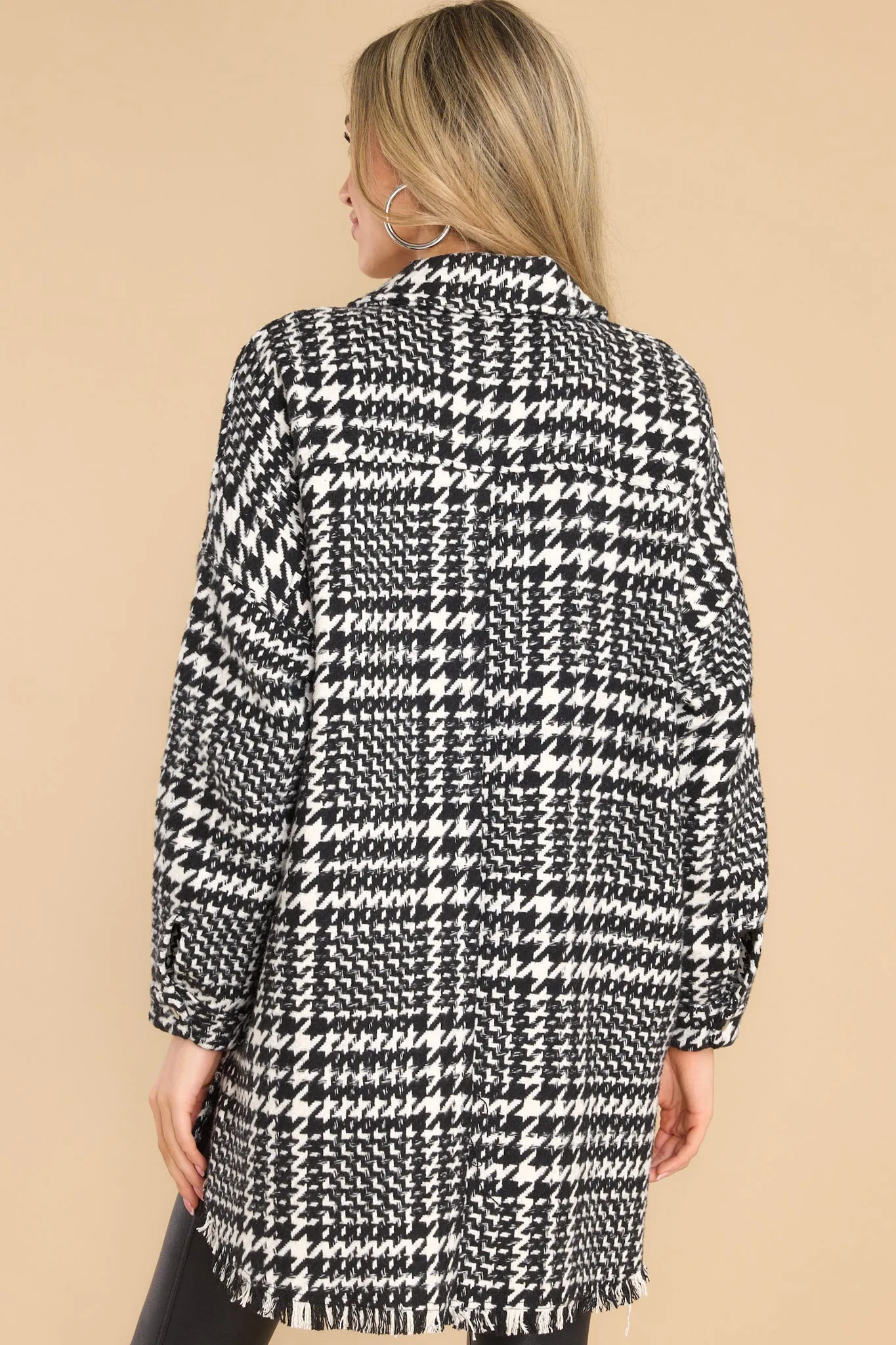 Later On Black Houndstooth Coat