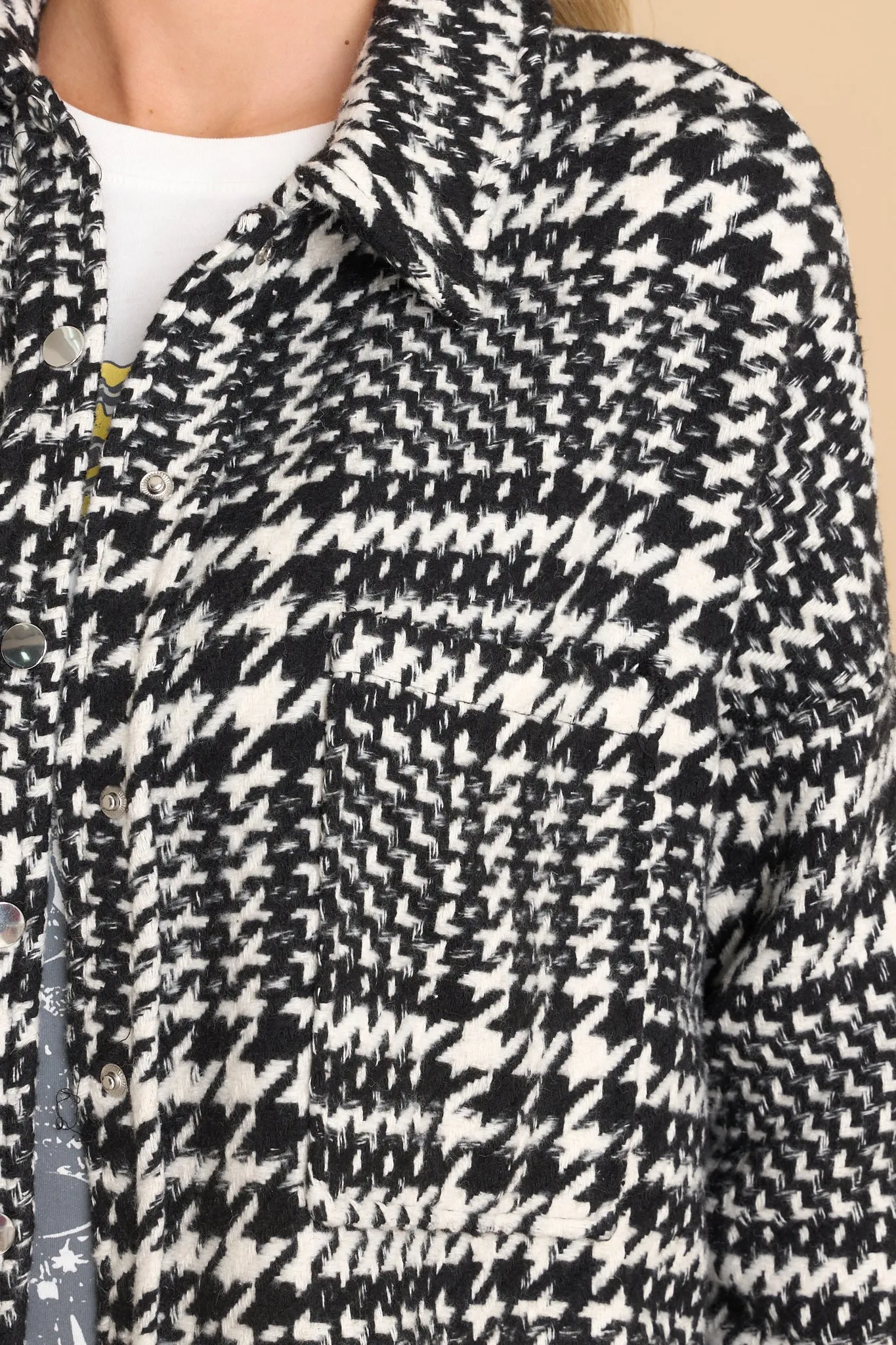 Later On Black Houndstooth Coat