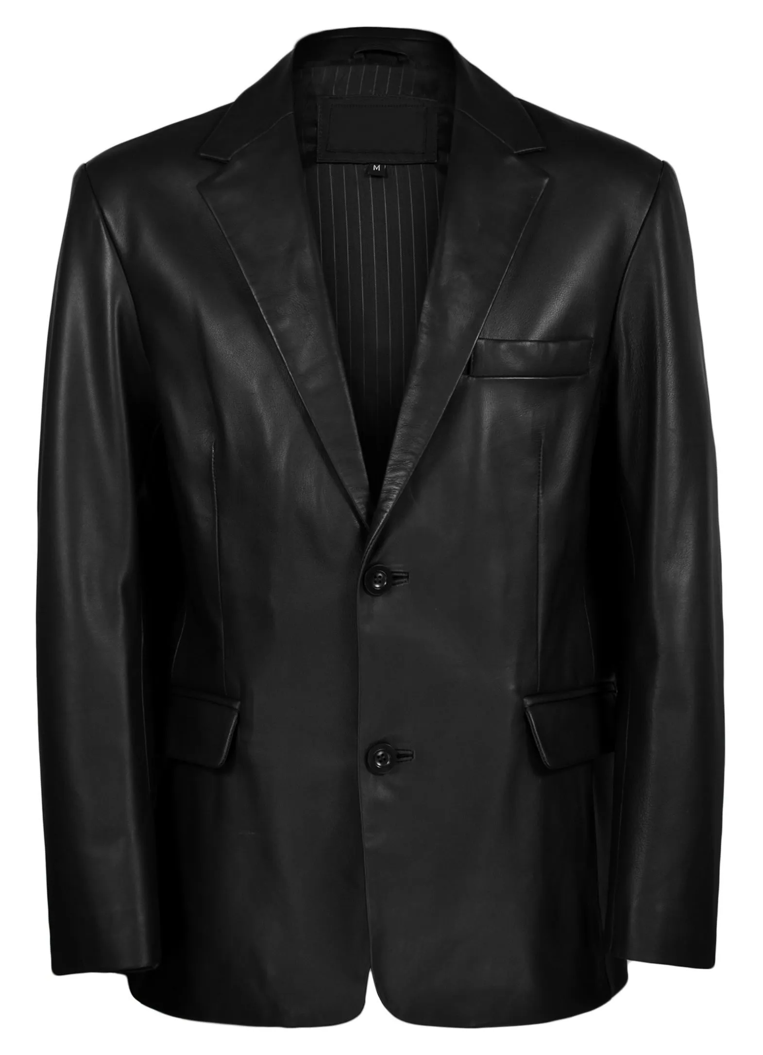 Leather Jackets Hub Mens Genuine Lambskin Leather Coat (Black, Blazer Jacket) - 1501833