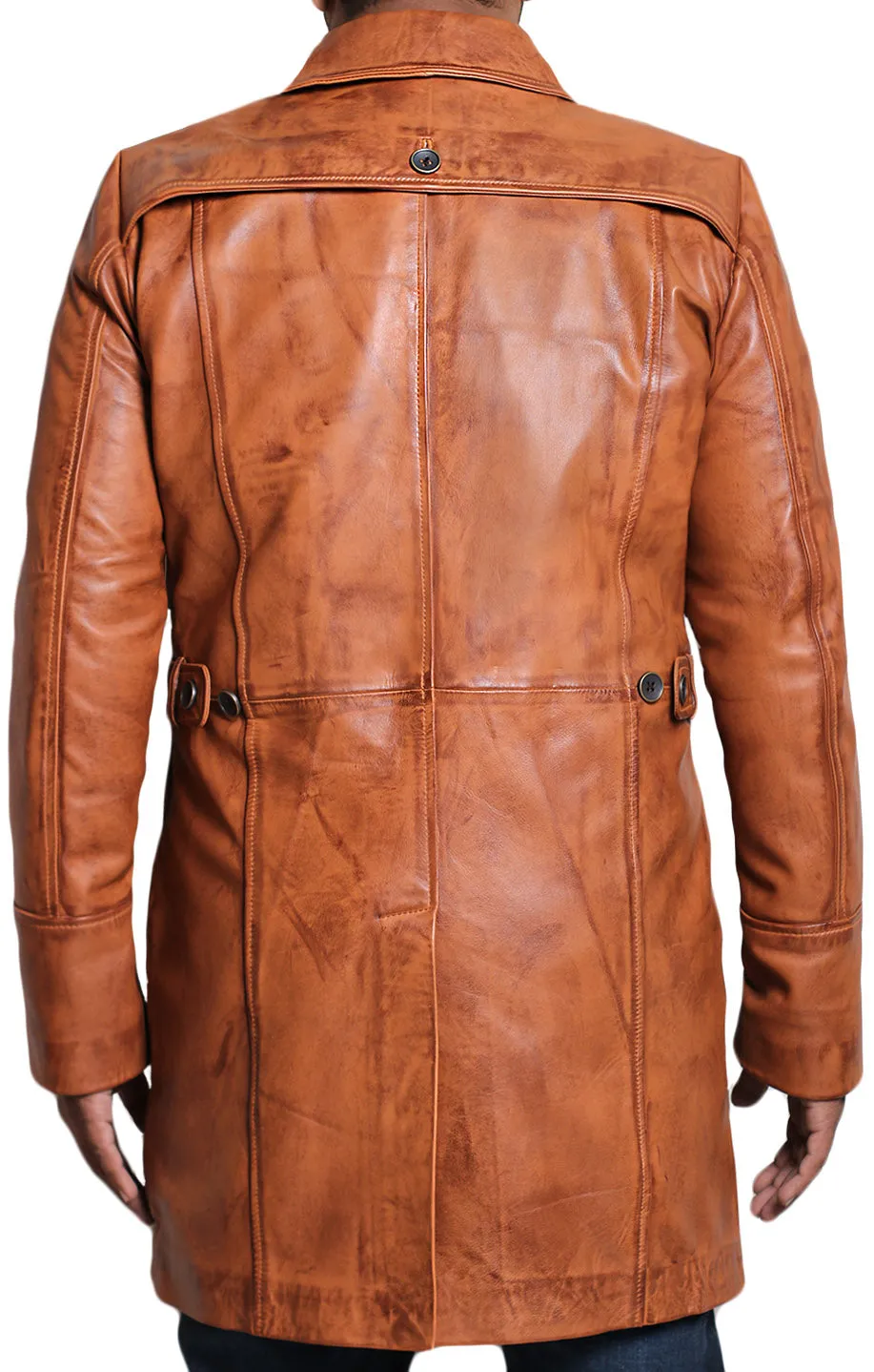 Leather Jackets Hub Mens Genuine Lambskin Leather Over Coat (Vax Cognic Tan, Blazer Coat) - 1802004