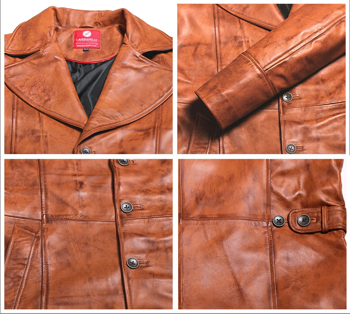 Leather Jackets Hub Mens Genuine Lambskin Leather Over Coat (Vax Cognic Tan, Blazer Coat) - 1802004