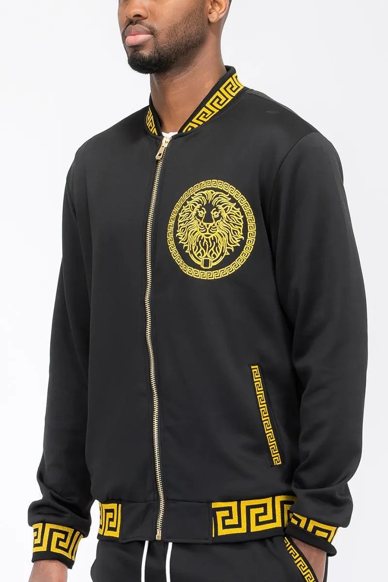 Lion Head Embroidery Status Track Jacket