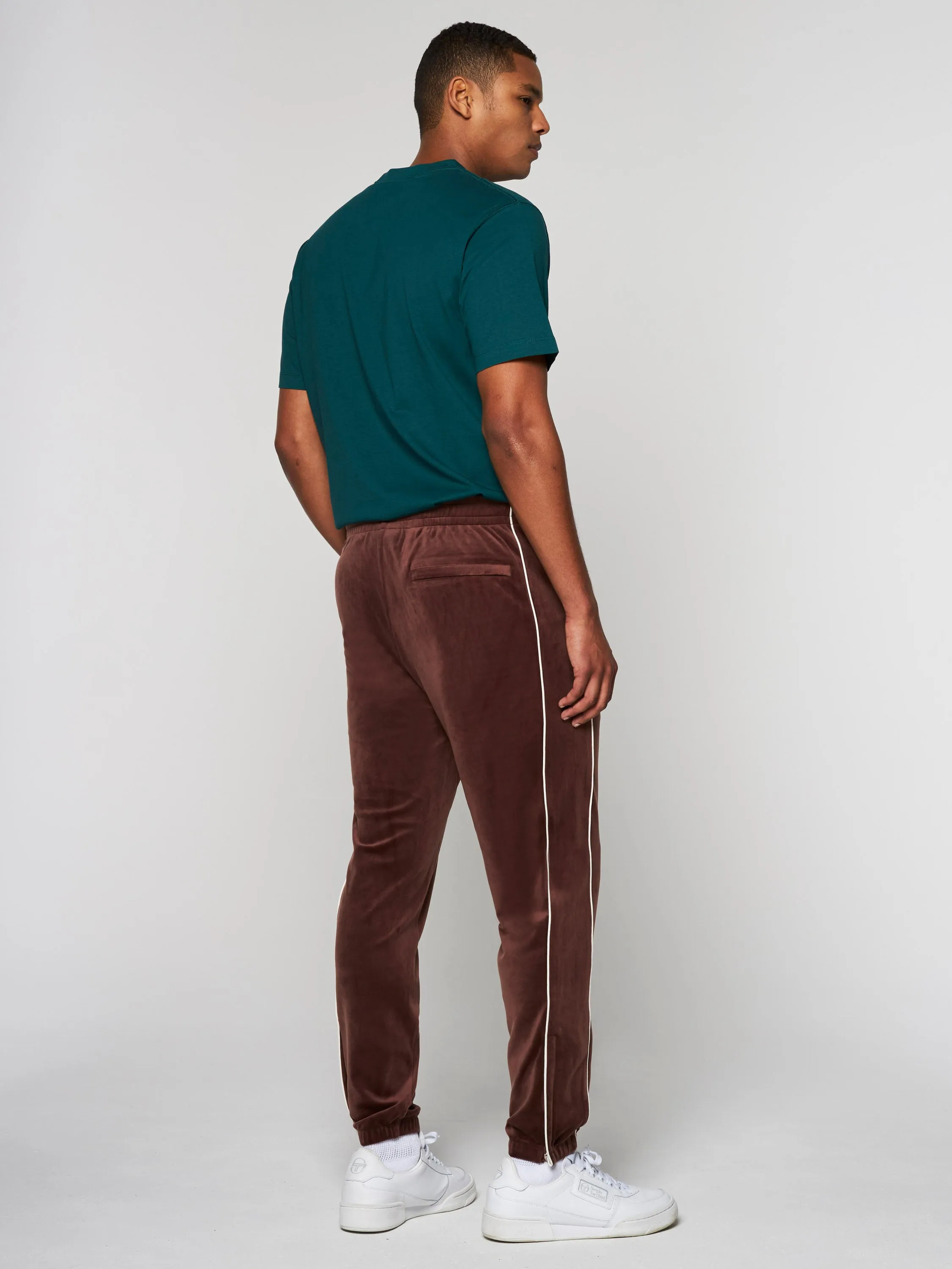 Lioni Velour Track Pant- Deep Mahogany