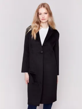 Long Double-Faced Wool Coat - Black