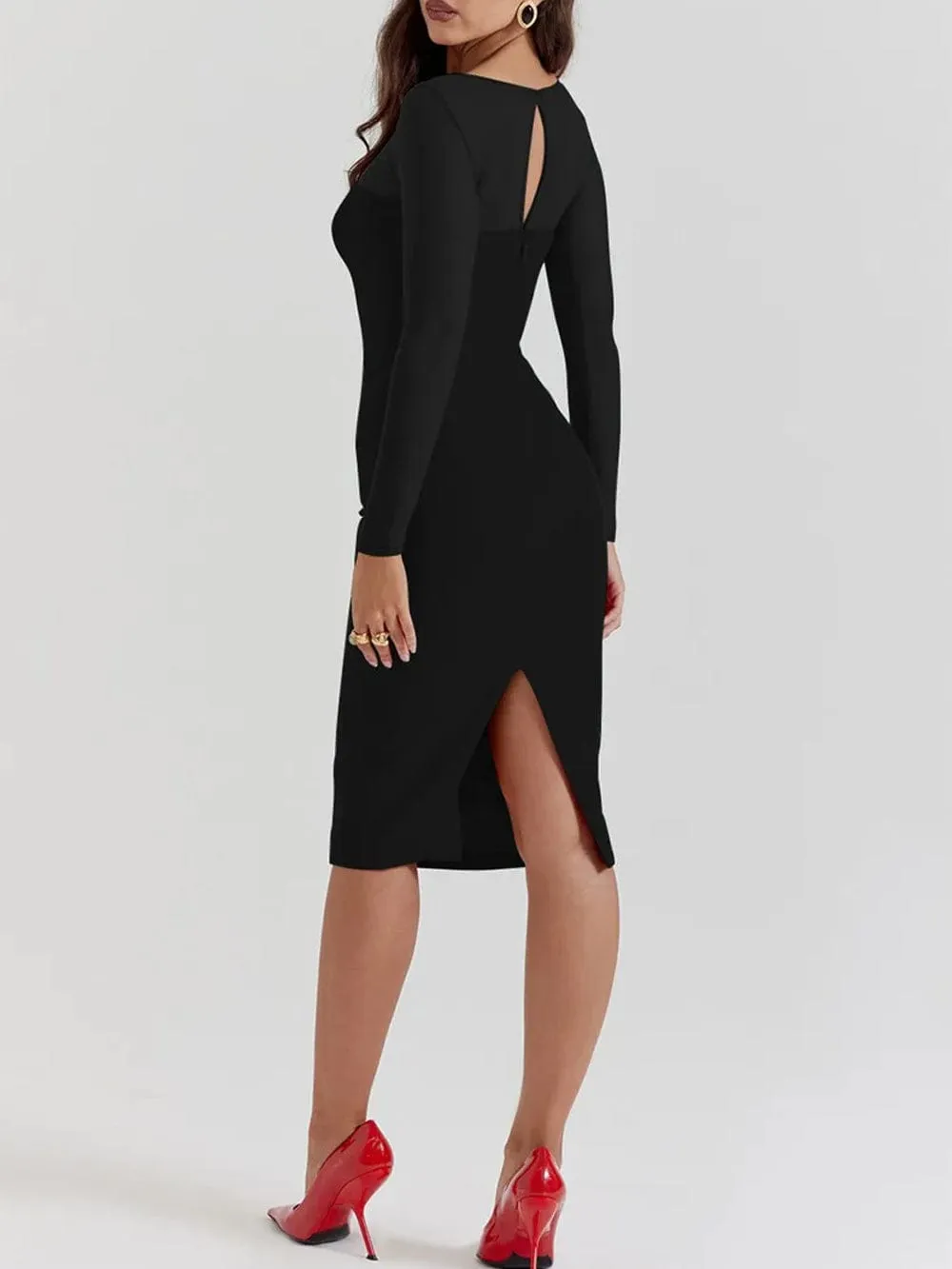 Lucia Backless Split Bodycon Midi Dress