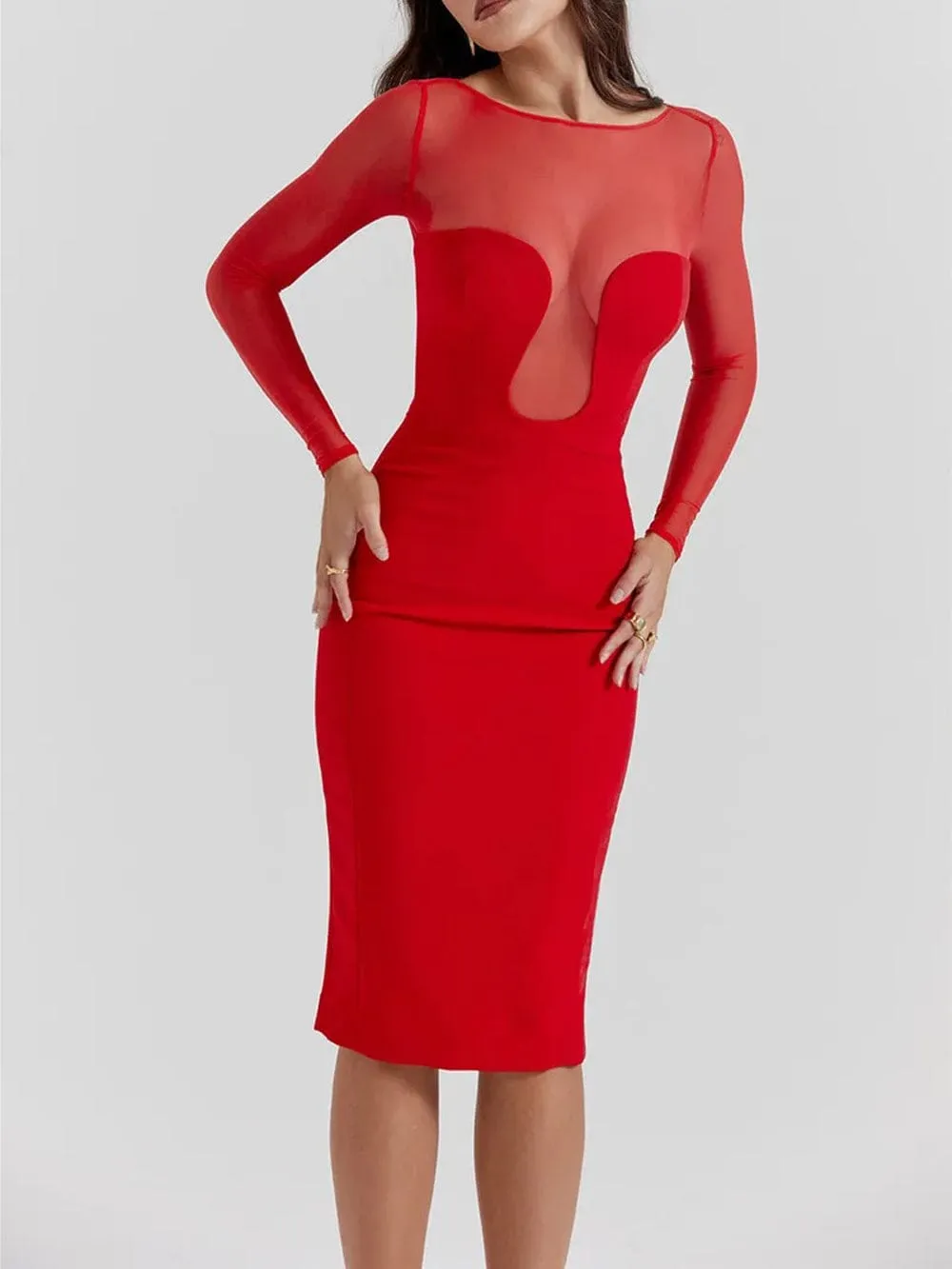 Lucia Backless Split Bodycon Midi Dress