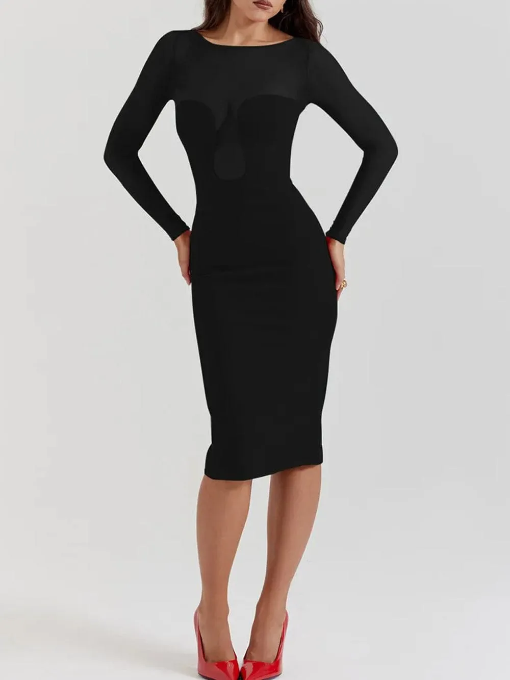 Lucia Backless Split Bodycon Midi Dress