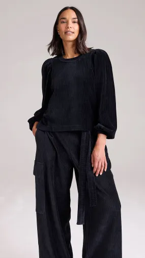 Marley Cord Sweatshirt in Black by Cape Cove