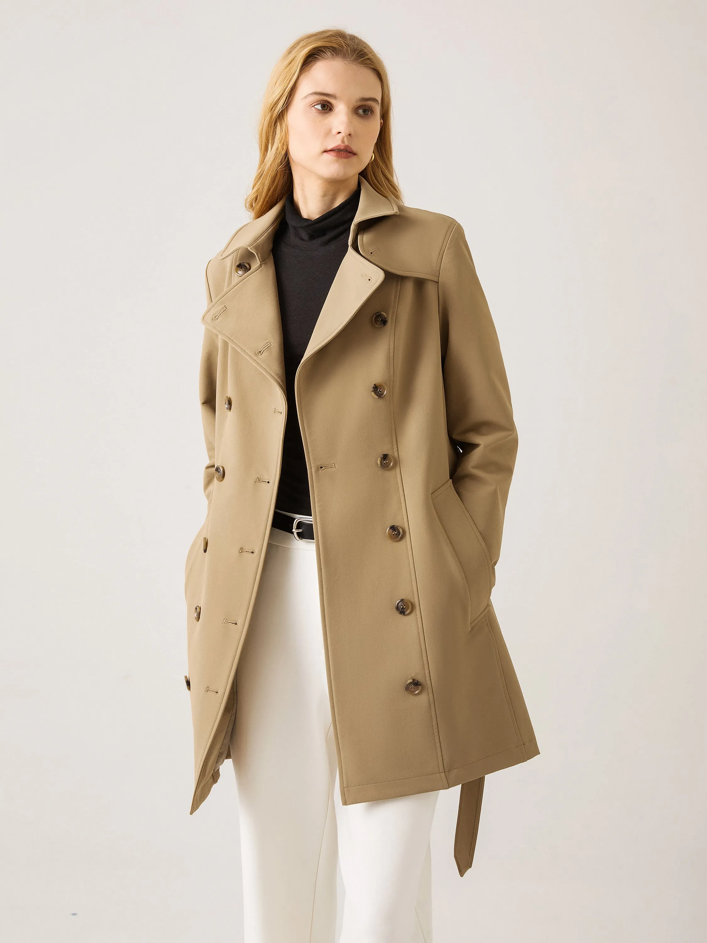 Matte Water-Repellent Trench Coat