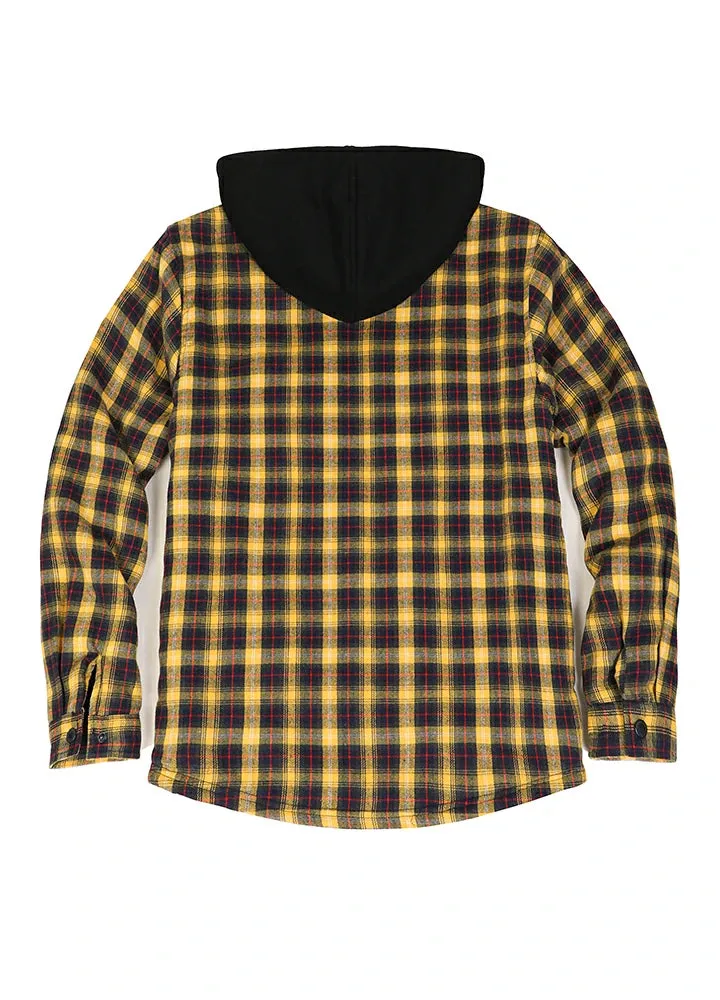 Men's Sherpa Lined Flannel Shirt Jacket with Hood,Plaid Shirt-Jac