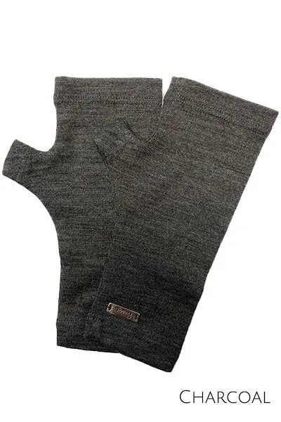 MERINO WOOL FINGERLESS GLOVES WOMENS CHARCOAL