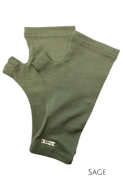 MERINO WOOL FINGERLESS GLOVES WOMENS SAGE