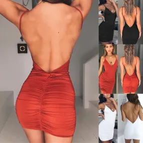 Mischa Backless Ruched Bodycon Mini Dress