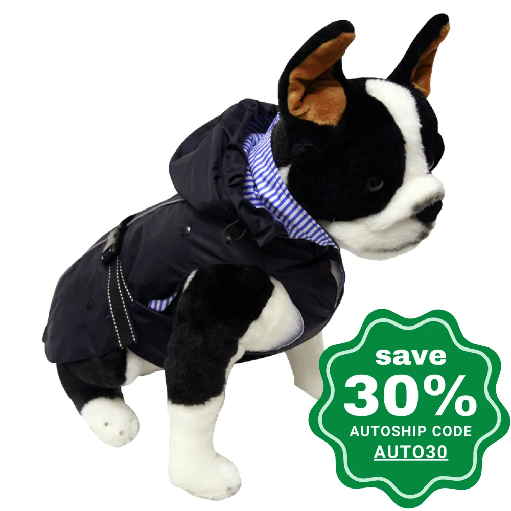 One for Pets - All-Weather Dog Coat with Removable Fleece - Navy - 18"