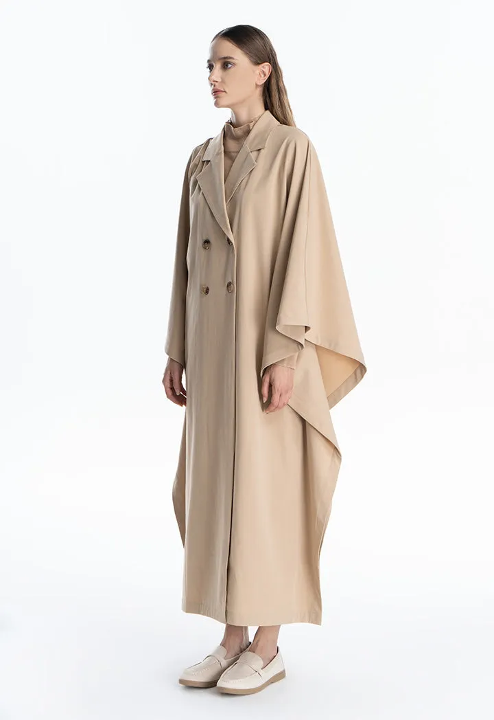 Oversized Solid Trench Coat Maxi Dress