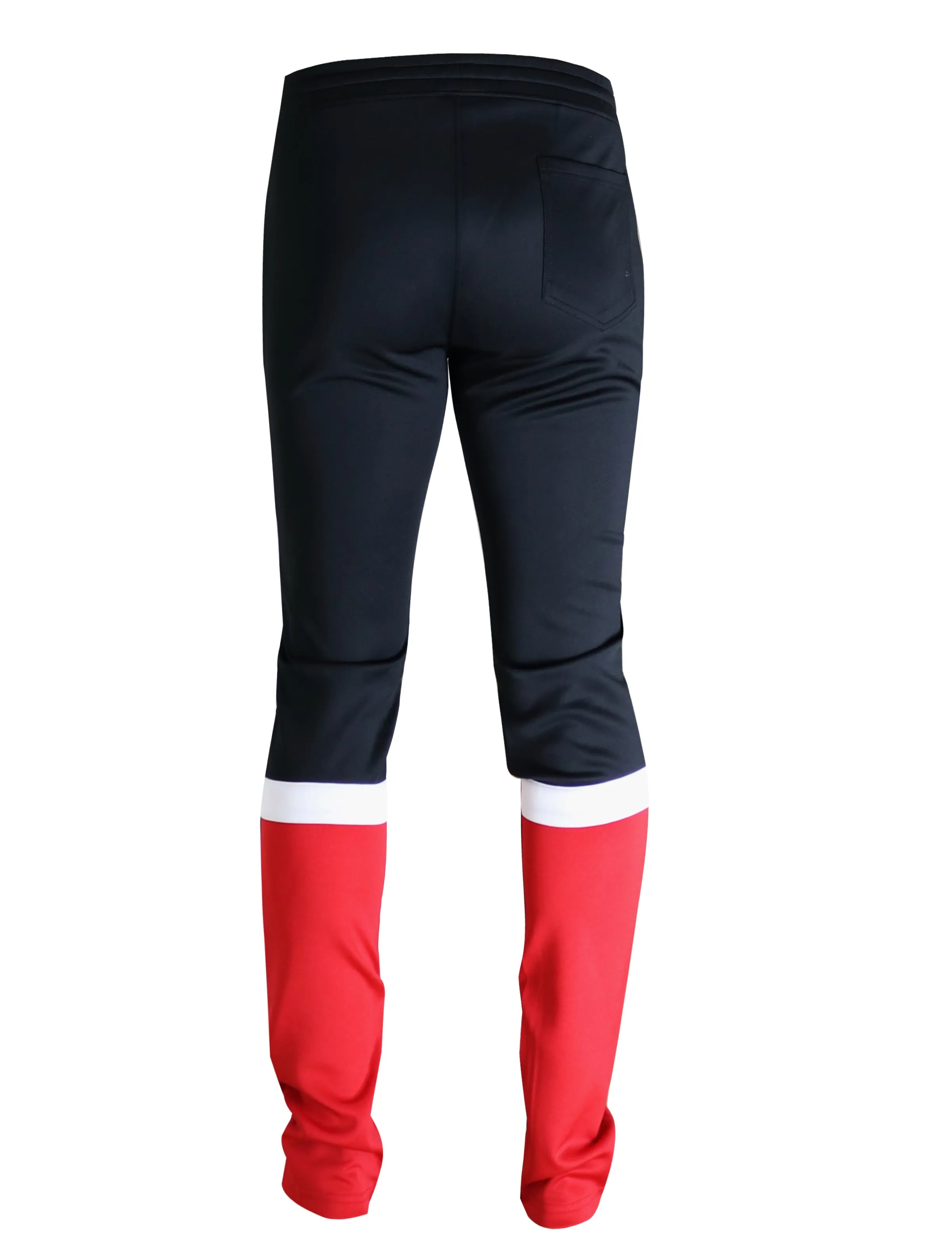 P11030-COLOR BLOCK TRACK PANTS-BLACK/RED