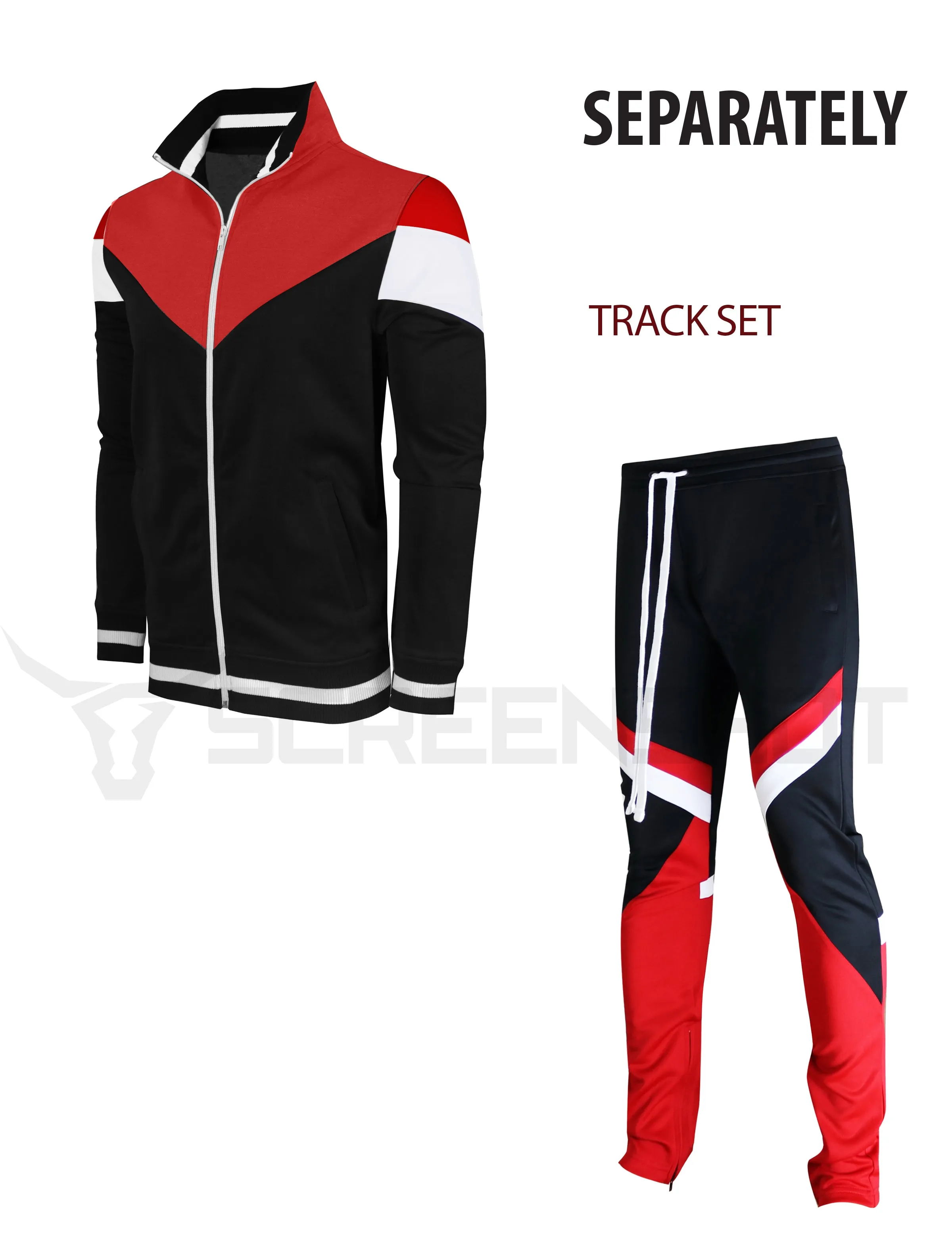 P11030-COLOR BLOCK TRACK PANTS-BLACK/RED