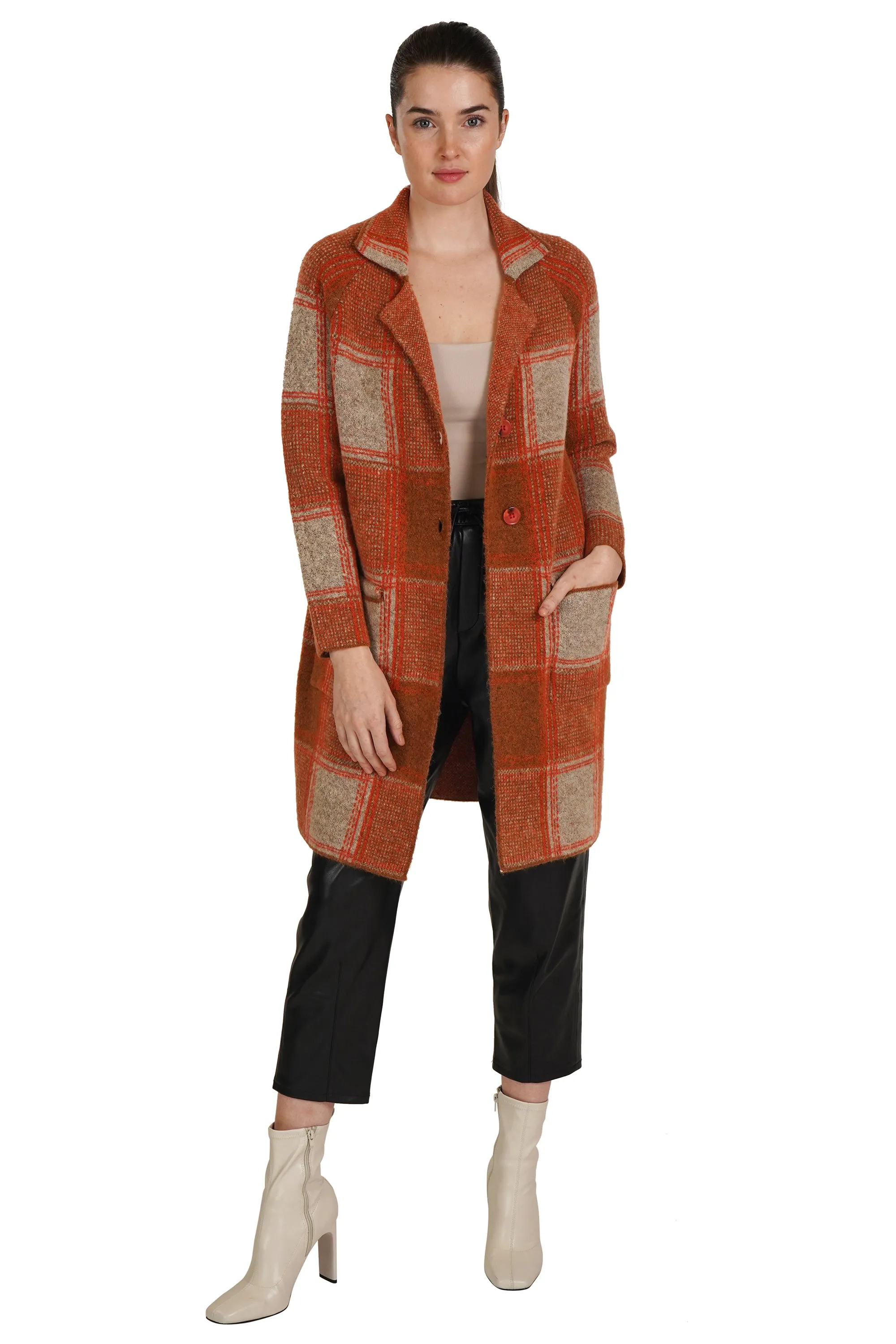 Plaid Collared Cardigan