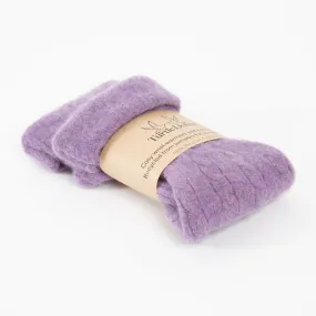 Purple Cable Cashmere Fingerless Gloves