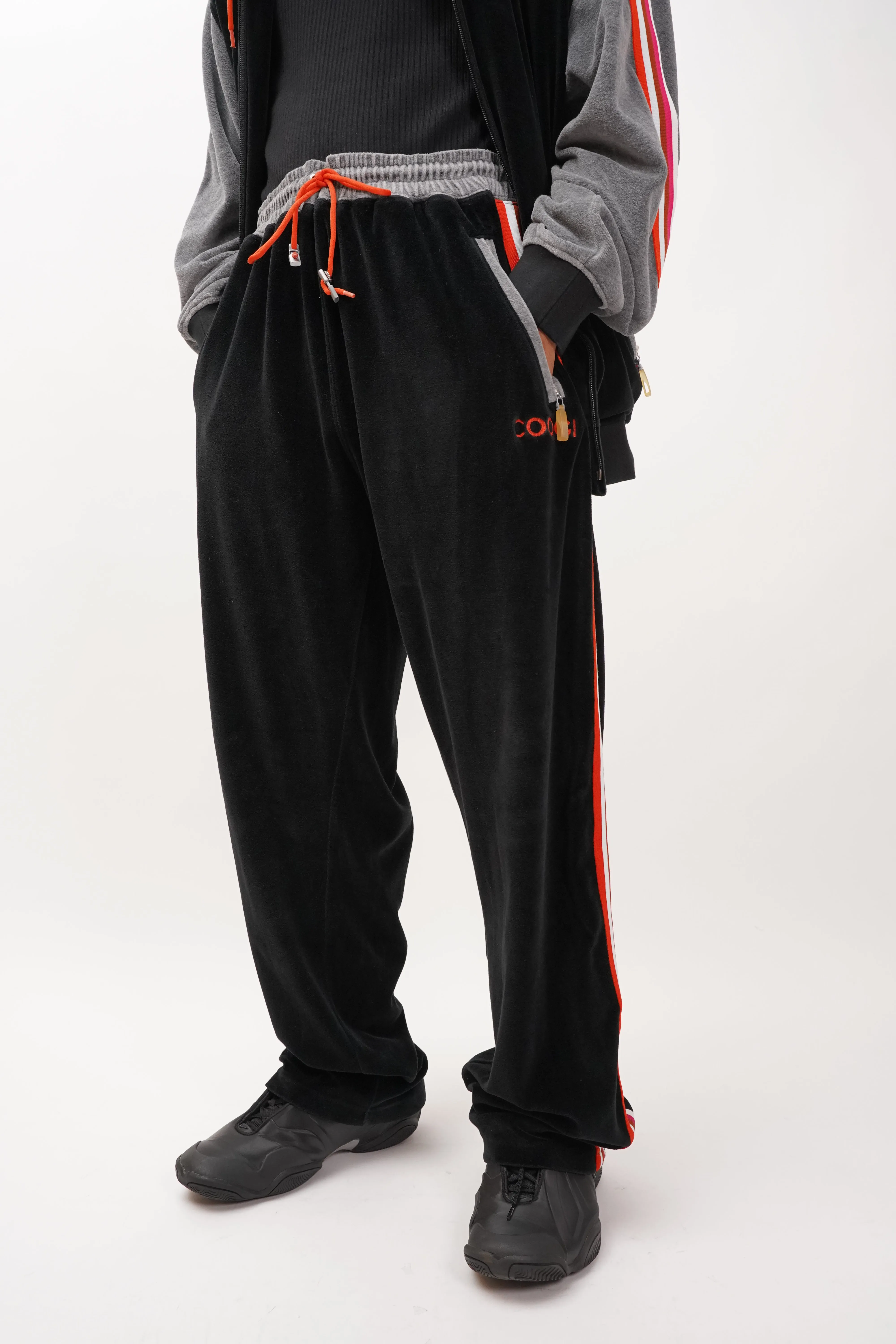 "COOGI" -Logo Embroidery Velour Track Jacket/Pants-