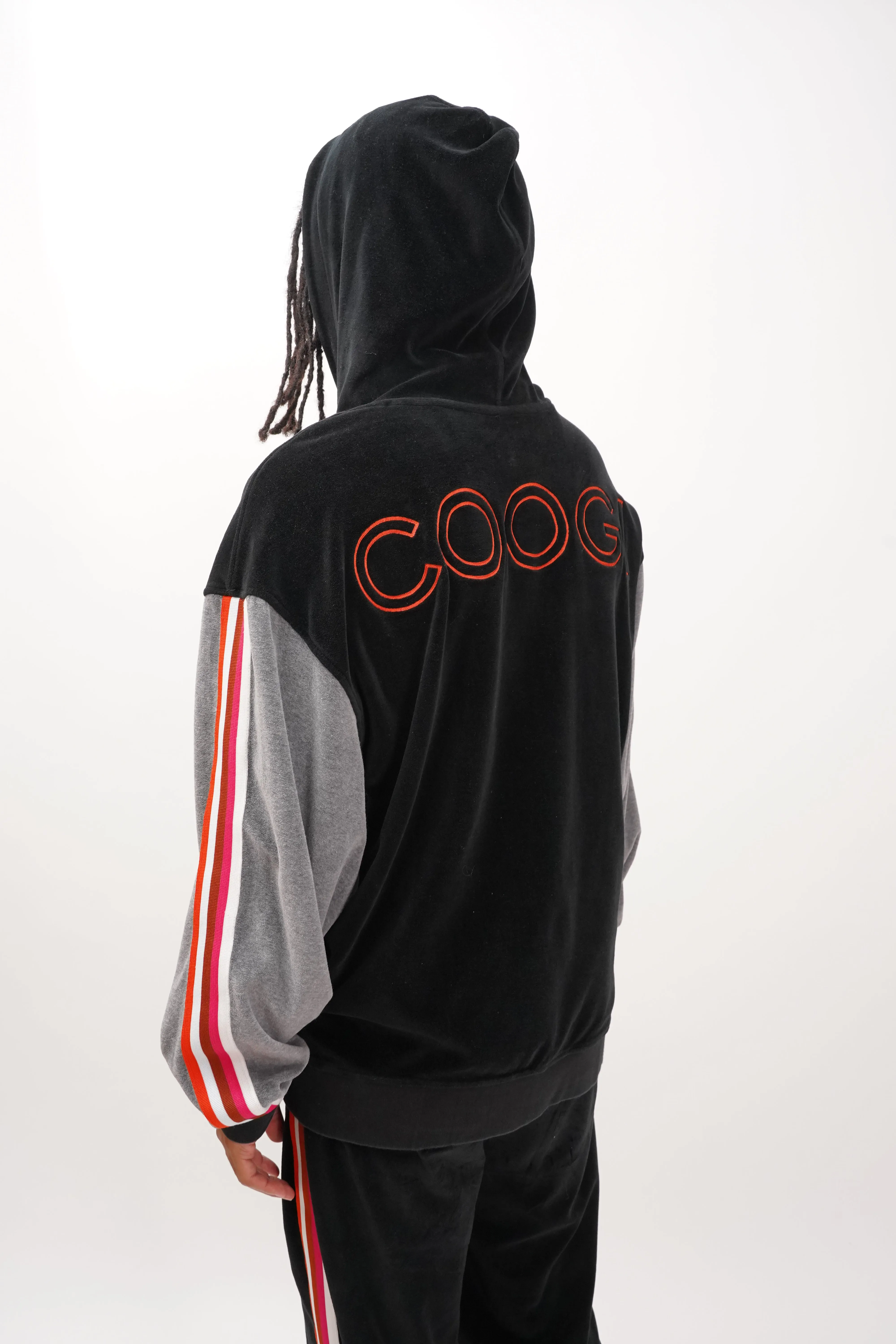 "COOGI" -Logo Embroidery Velour Track Jacket/Pants-